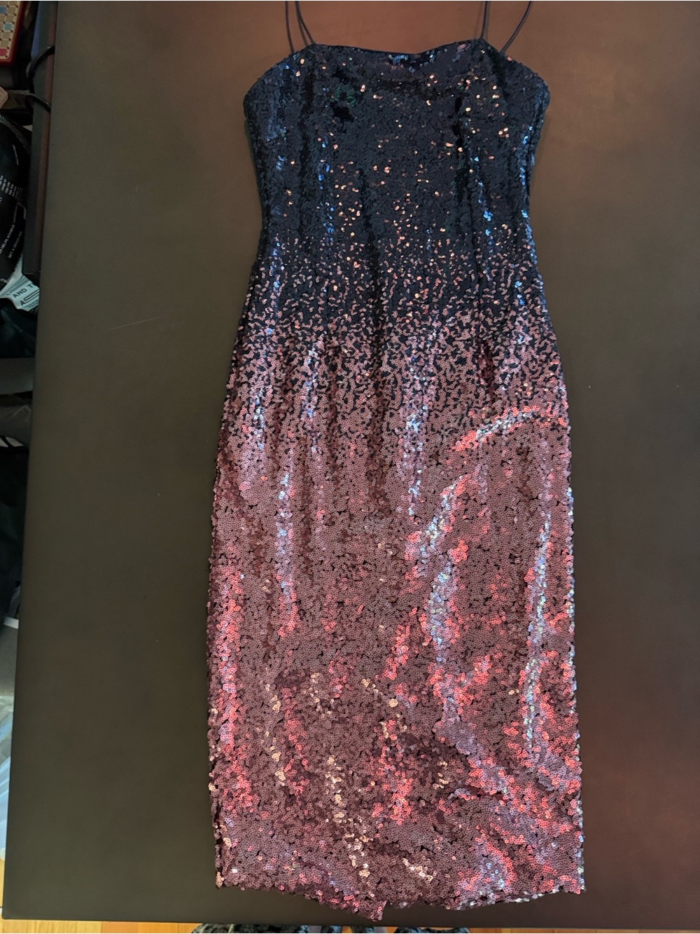 Alexia Admor Navy to Pink Sequin Ombre Slip Midi Dress